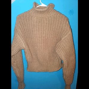 Brand new light brown turtleneck crop sweater